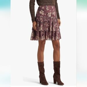 Ralph lauren tiered ruffle mini crinkle georgette skirt